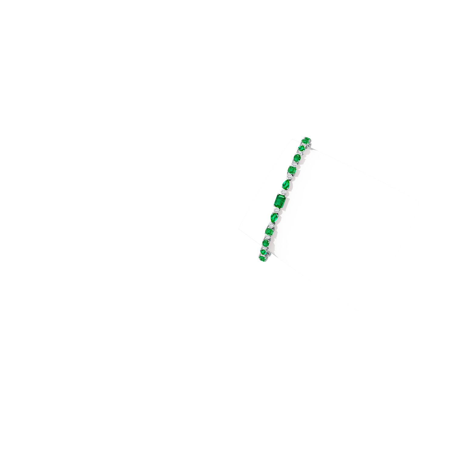 6x4mm AAA Emerald & Diamond Multi-Shape Tennis Bracelet in White Gold - body_arm