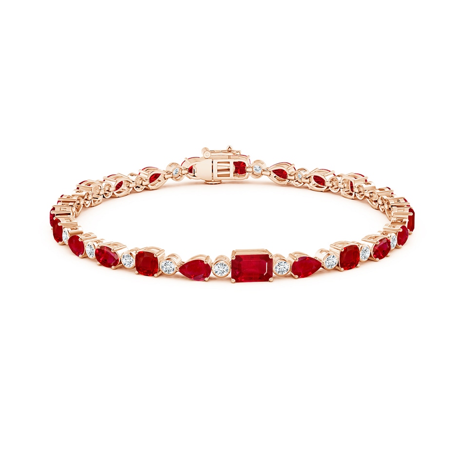 6x4mm AAA Ruby & Diamond Multi-Shape Tennis Bracelet in Rose Gold side 199