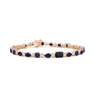 6x4mm A Blue Sapphire & Diamond Multi-Shape Tennis Bracelet in Rose Gold