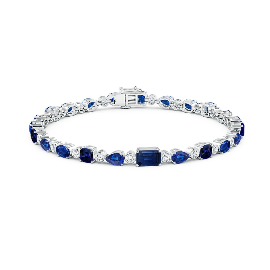 6x4mm AAA Blue Sapphire & Diamond Multi-Shape Tennis Bracelet in White Gold side 199