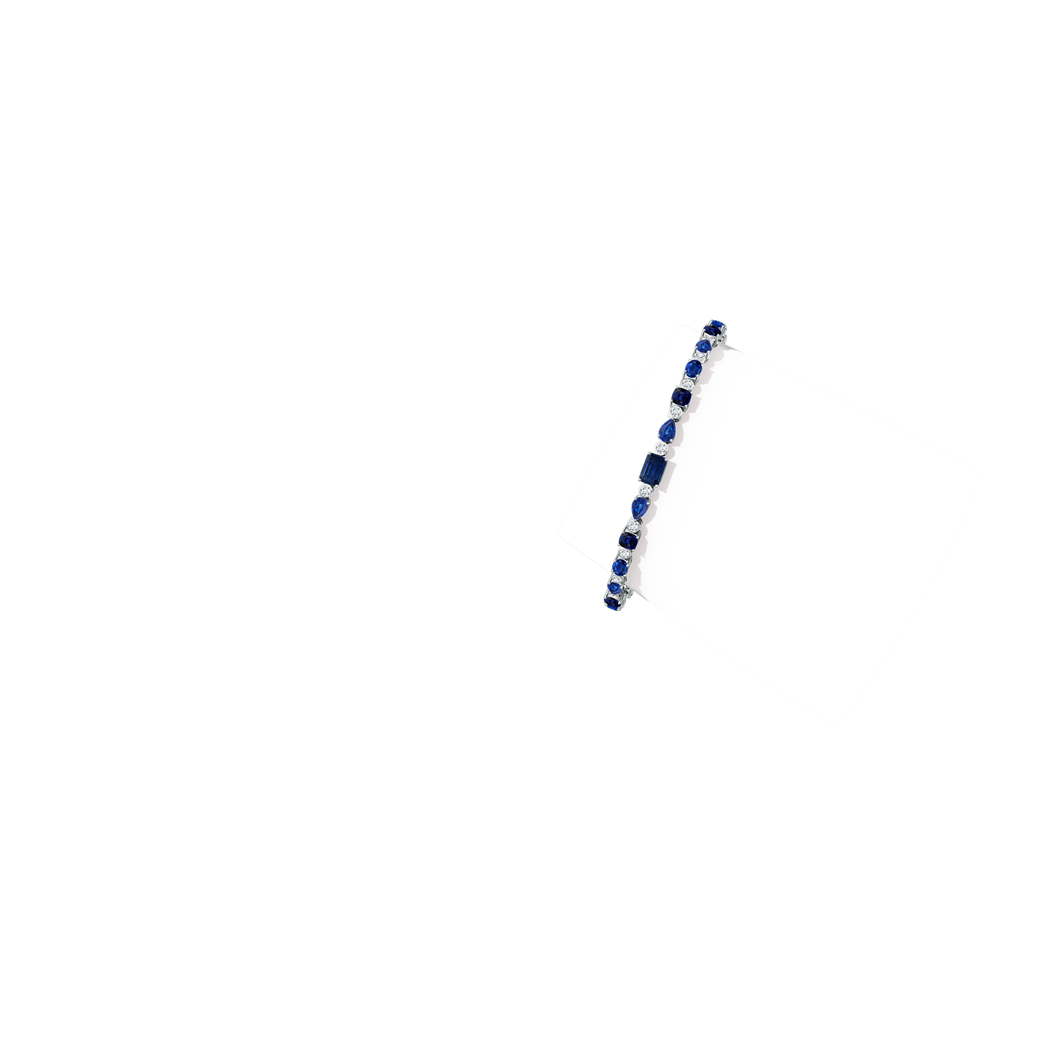 6x4mm AAA Blue Sapphire & Diamond Multi-Shape Tennis Bracelet in White Gold - body_arm