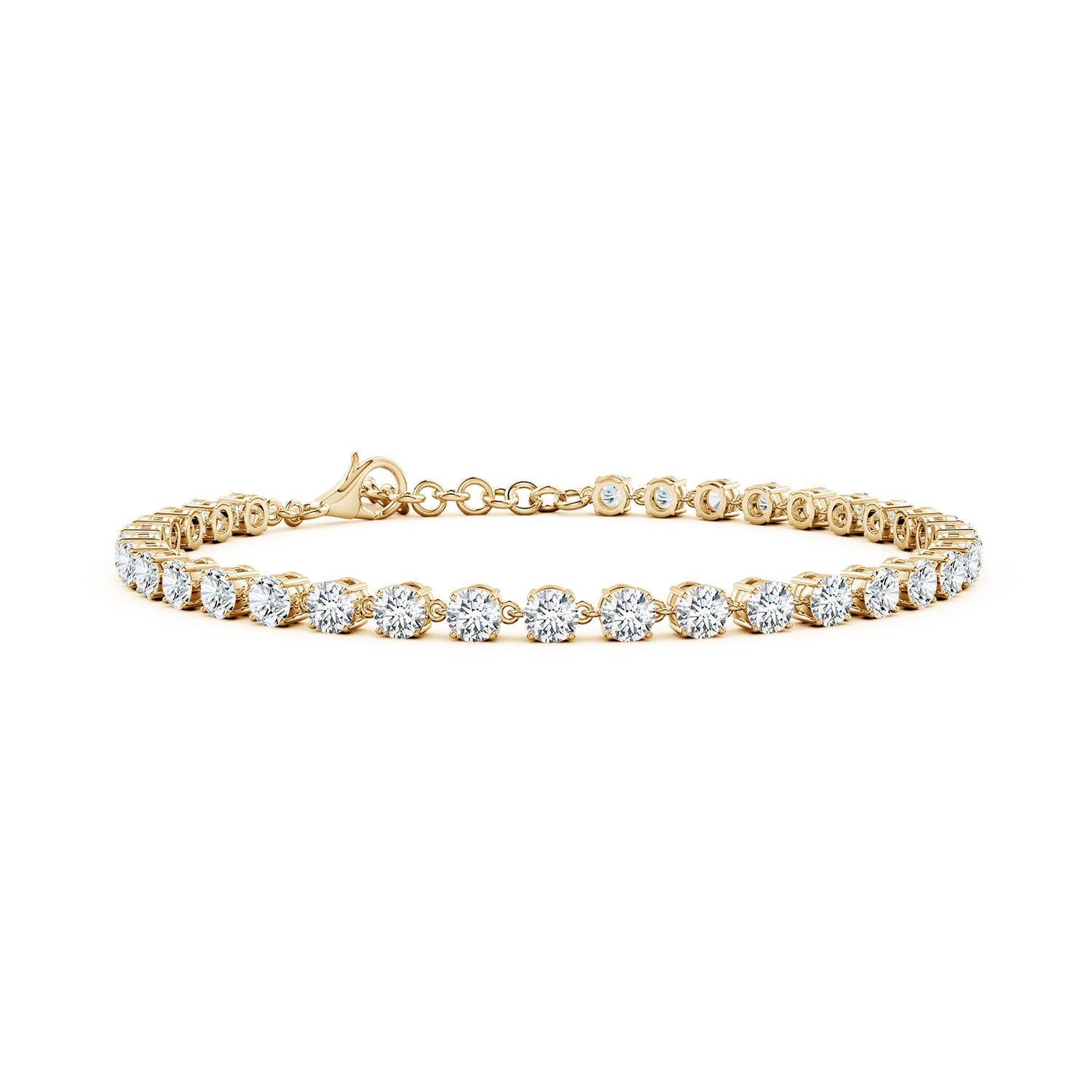 3mm GVS2 Round Diamond Tennis Link Bracelet in 18CT Yellow Gold
