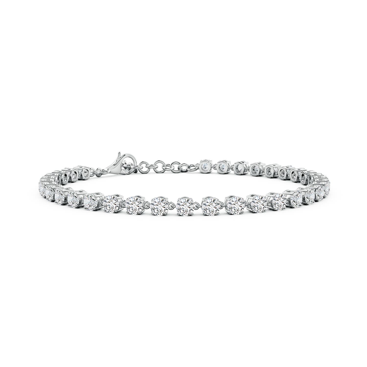 3mm HSI2 Round Diamond Tennis Link Bracelet in 18K White Gold