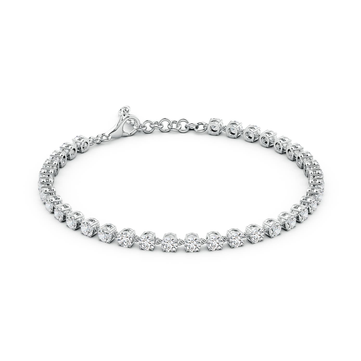 3mm HSI2 Round Diamond Tennis Link Bracelet in 18K White Gold