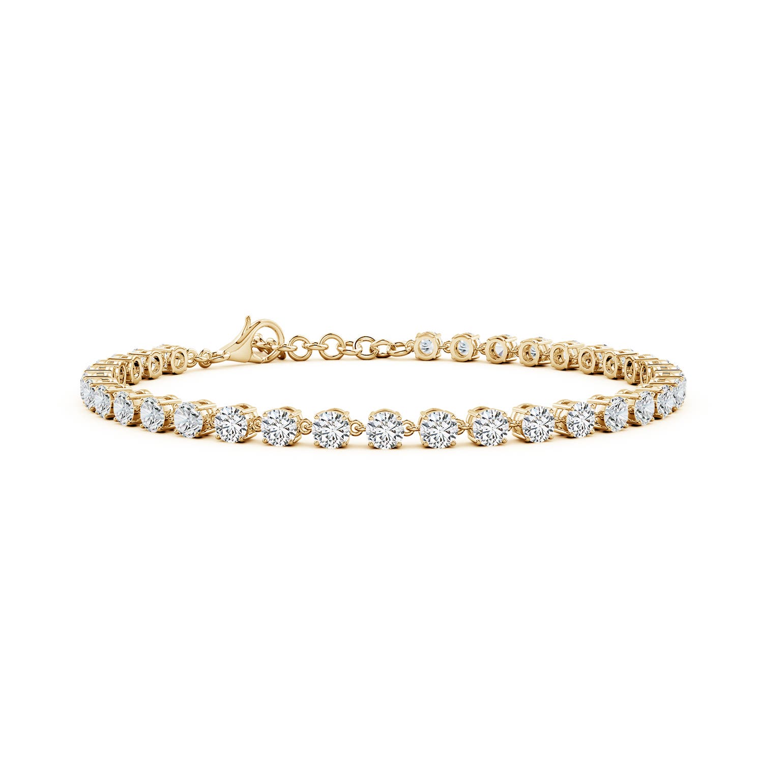 3mm HSI2 Round Diamond Tennis Link Bracelet in 18CT Yellow Gold
