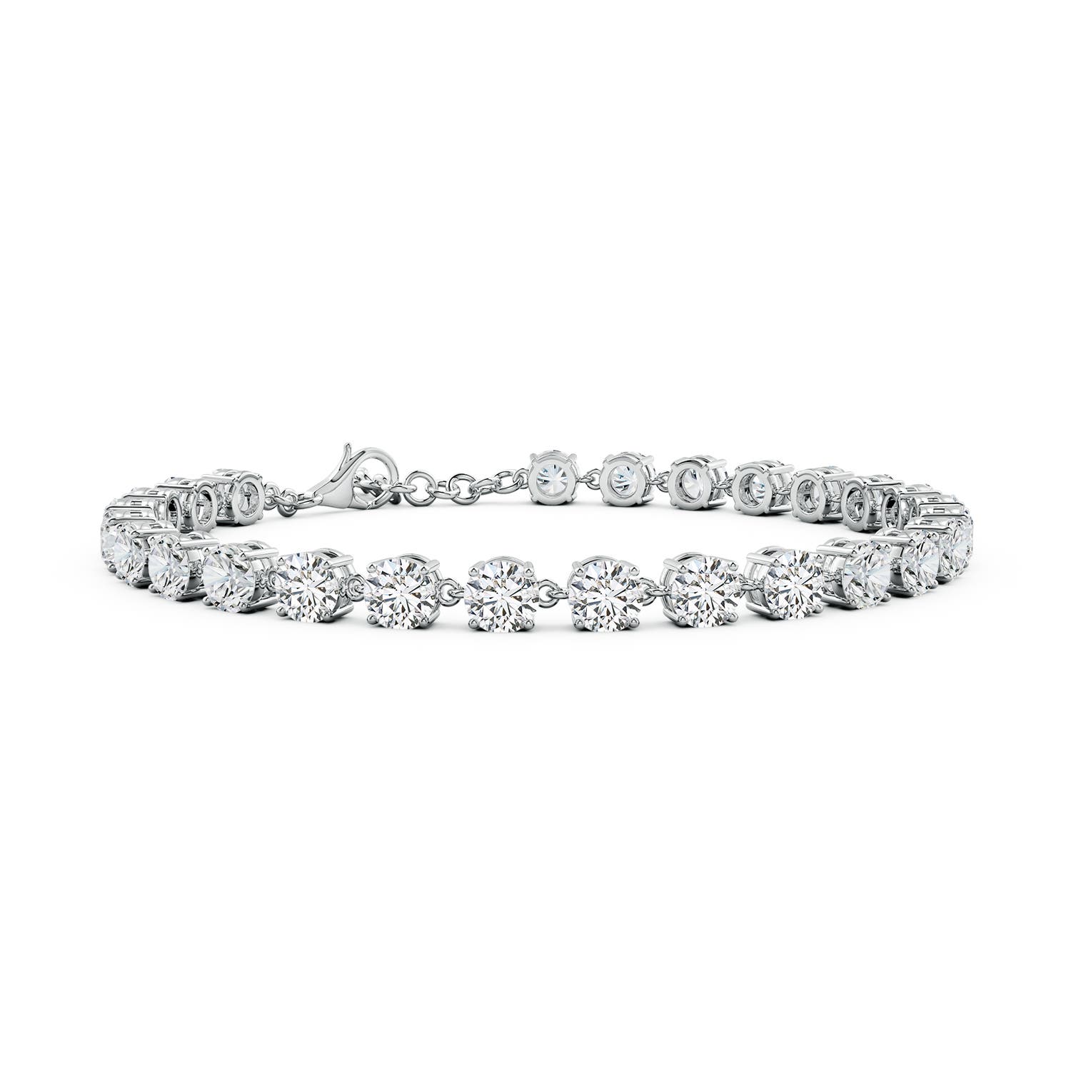 4.1mm HSI2 Round Diamond Tennis Link Bracelet in 18K White Gold