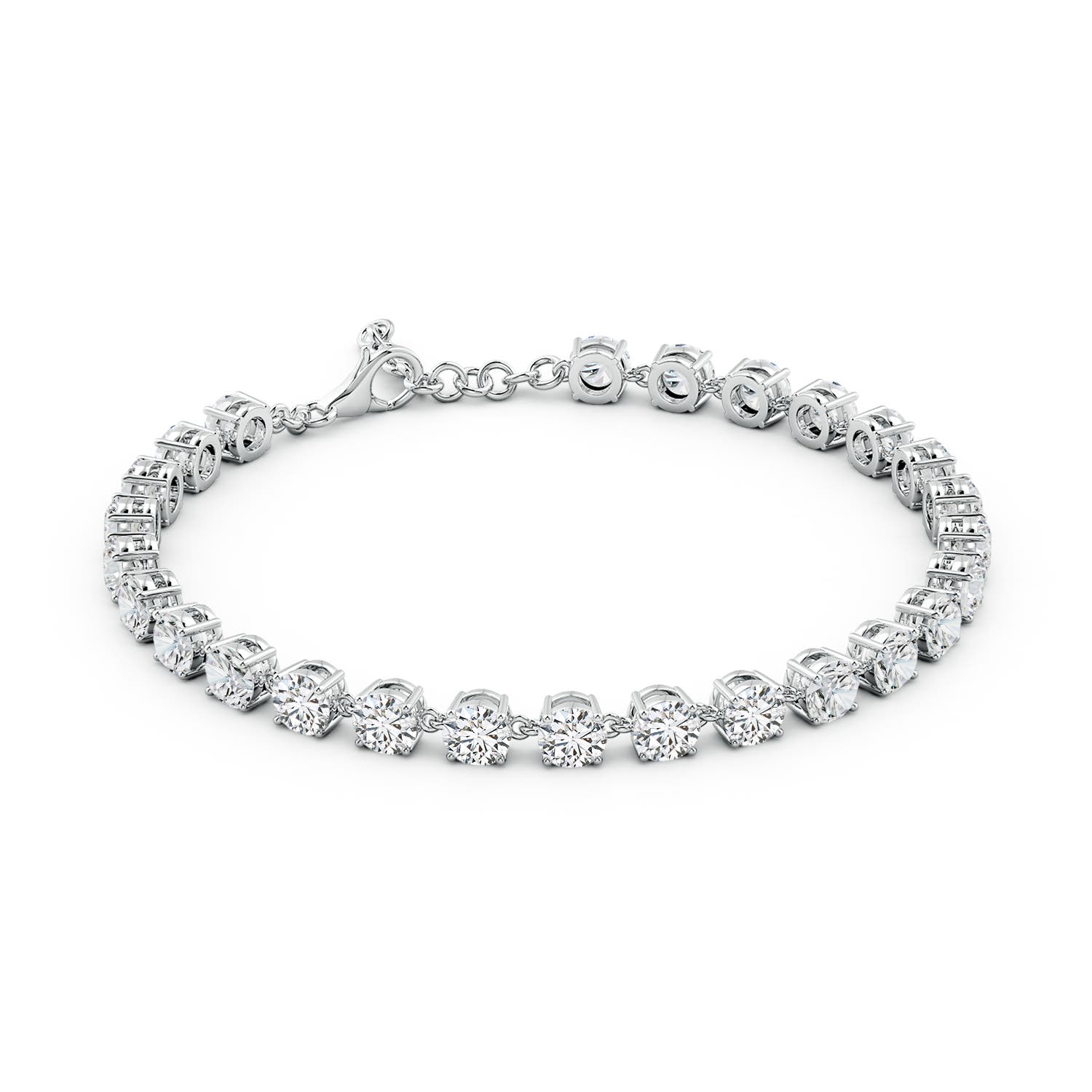 4.1mm HSI2 Round Diamond Tennis Link Bracelet in 18K White Gold