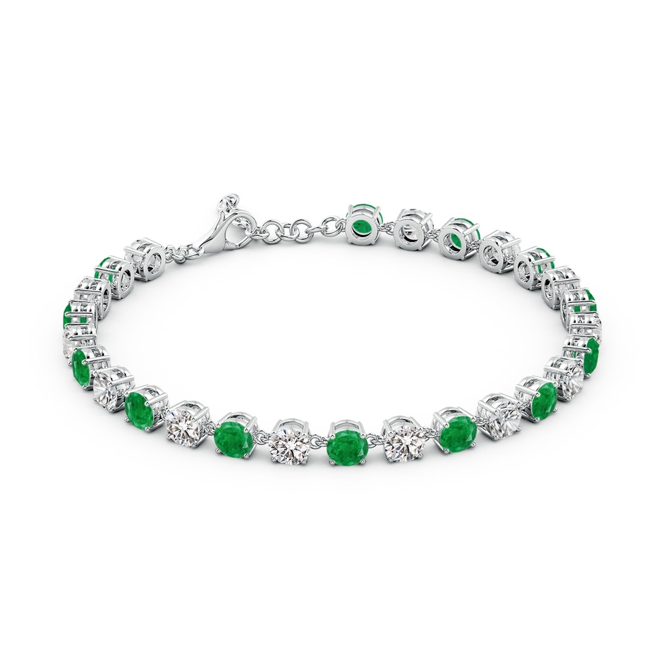 4mm AA Round Emerald and Diamond Tennis Link Bracelet in White Gold side 199