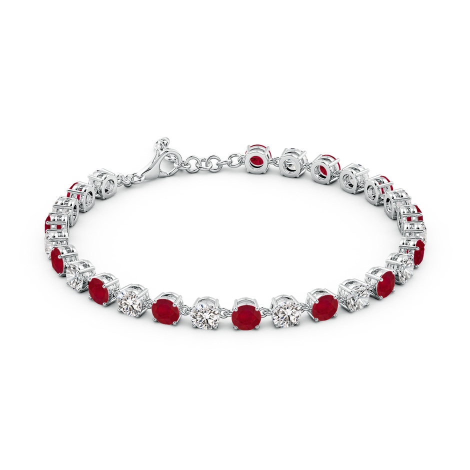 4mm AA Round Ruby and Diamond Tennis Link Bracelet in White Gold side 199