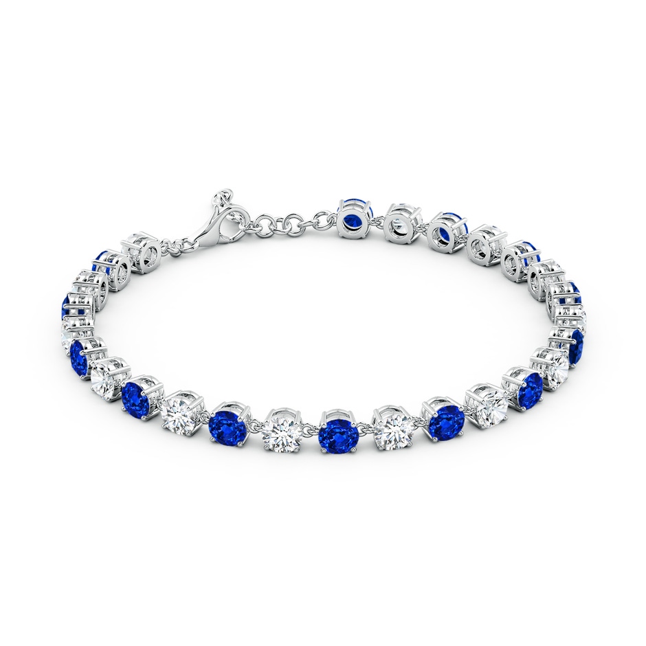 4mm Lab-Grown Round Blue Sapphire and Diamond Tennis Link Bracelet in White Gold side 199