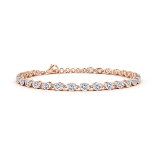 4x3mm GVS2 Oval Diamond Tennis Link Bracelet in 18K Rose Gold