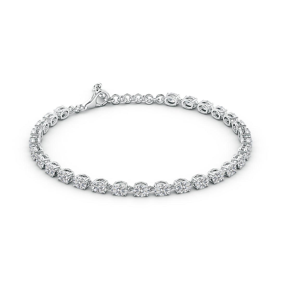 4x3mm HSI2 Oval Diamond Tennis Link Bracelet in White Gold - side 2