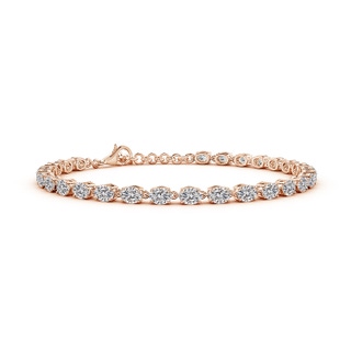 4x3mm IJI1I2 Oval Diamond Tennis Link Bracelet in Rose Gold