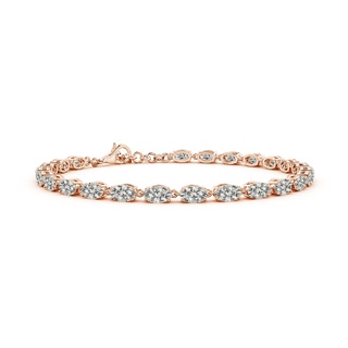 5x3mm KI3 Oval Diamond Tennis Link Bracelet in 10K Rose Gold
