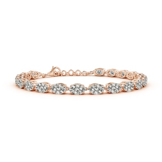 6x4mm KI3 Oval Diamond Tennis Link Bracelet in 9K Rose Gold