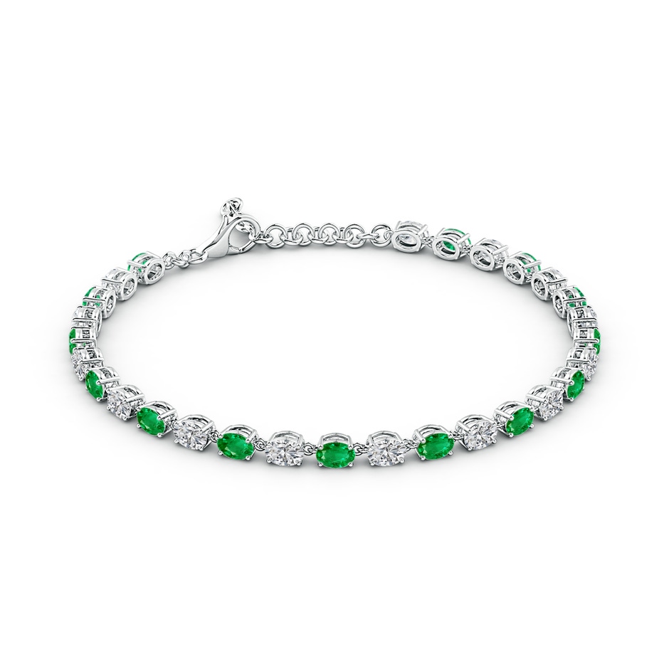 4x3mm AAA Oval Emerald and Diamond Tennis Link Bracelet in White Gold side 199