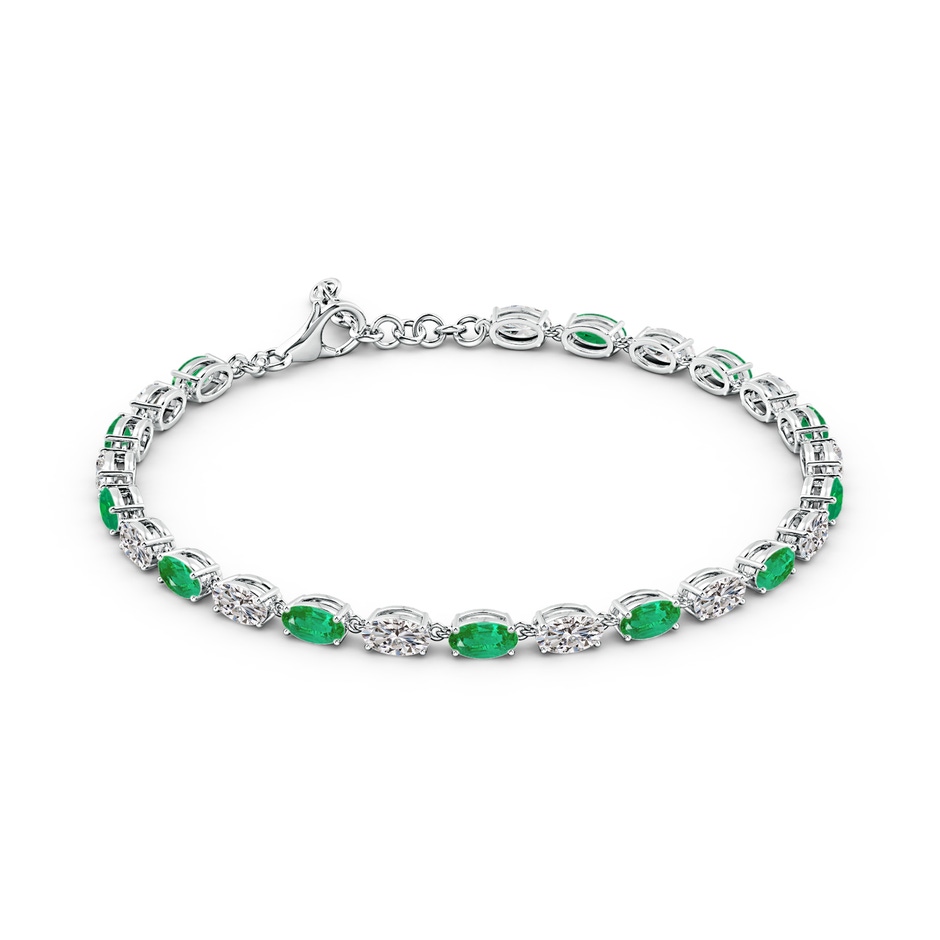 5x3mm AA Oval Emerald and Diamond Tennis Link Bracelet in White Gold side 199