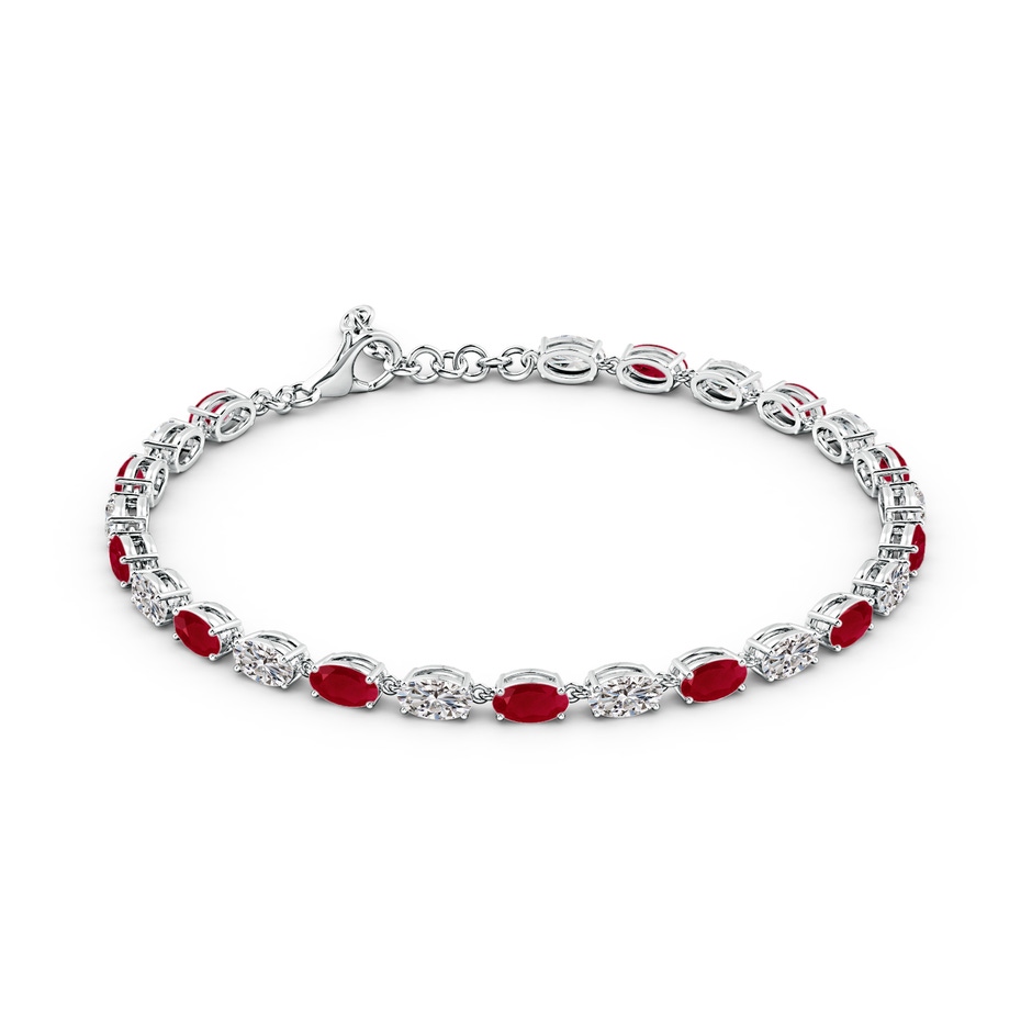 5x3mm AA Oval Ruby and Diamond Tennis Link Bracelet in White Gold side 199