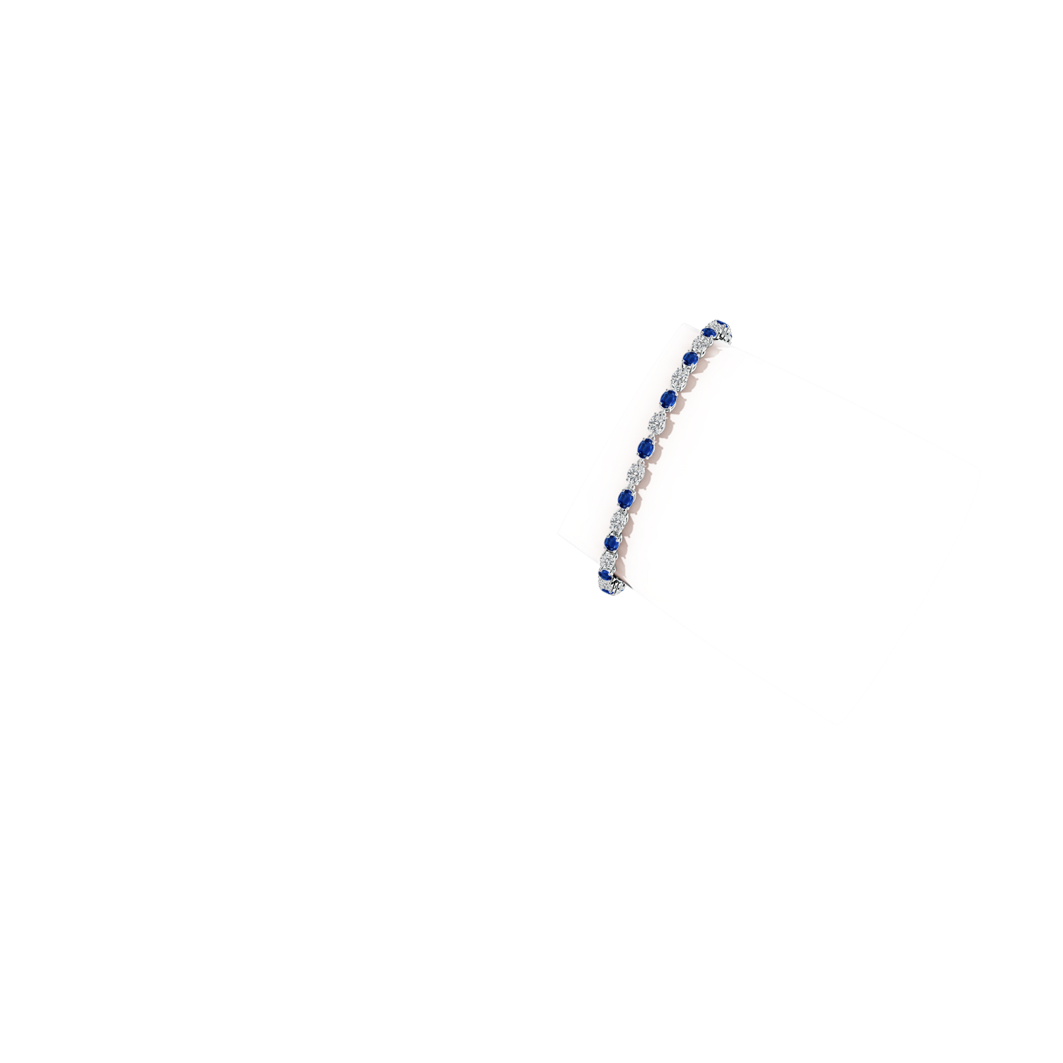 4x3mm AAA Oval Blue Sapphire and Diamond Tennis Link Bracelet in White Gold - body_arm