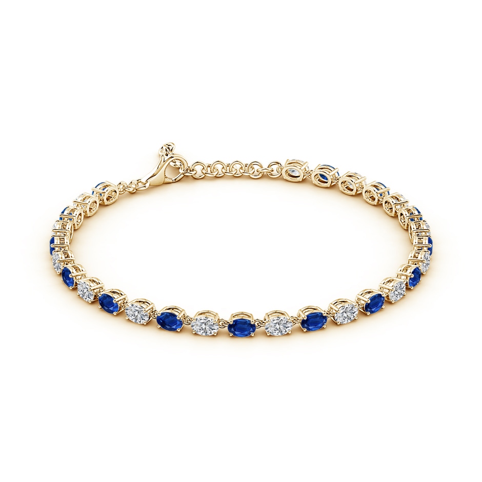 4x3mm AAA Oval Blue Sapphire and Diamond Tennis Link Bracelet in Yellow Gold side 199