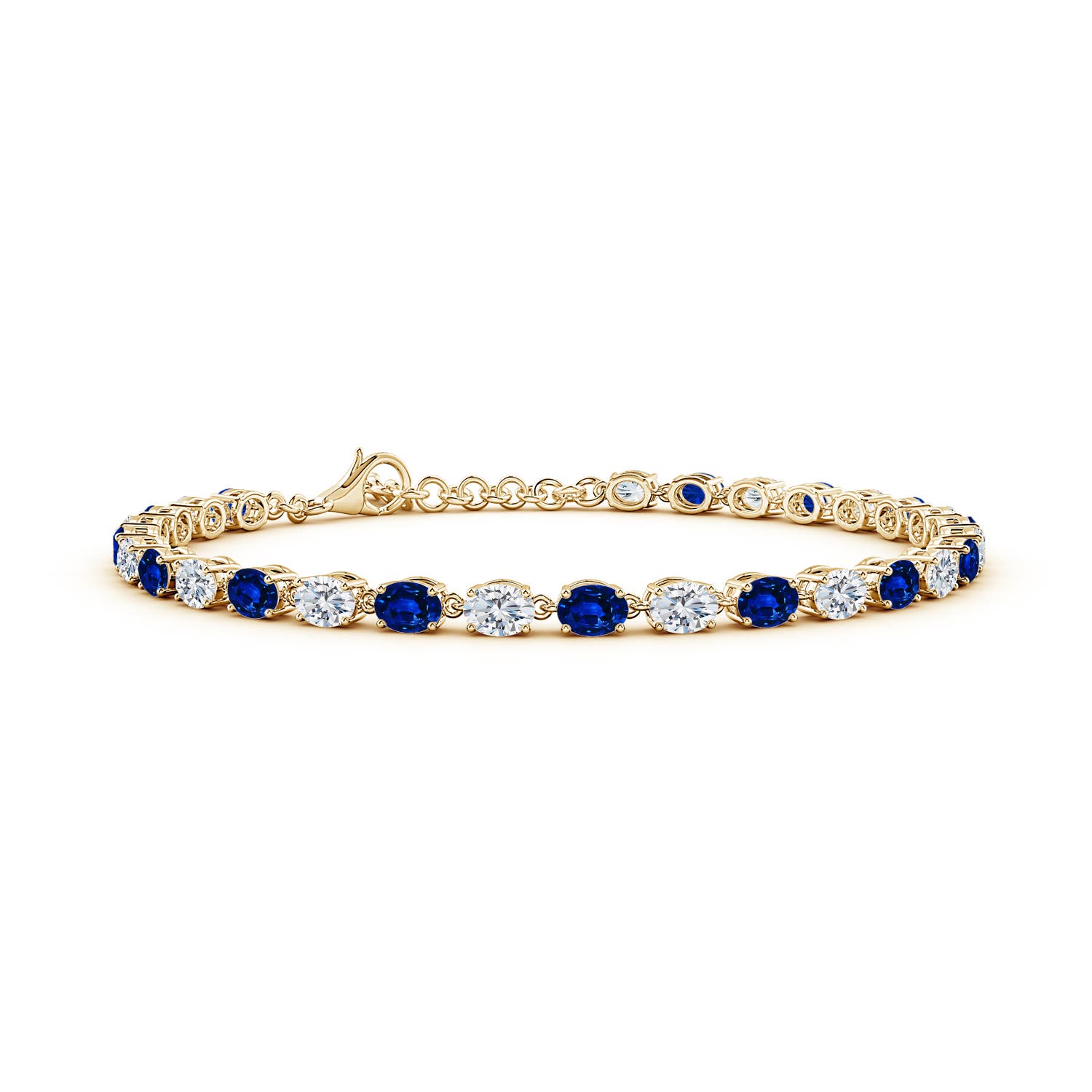 Chain Lab Grown Blue Sapphire Yellow Gold Bracelets