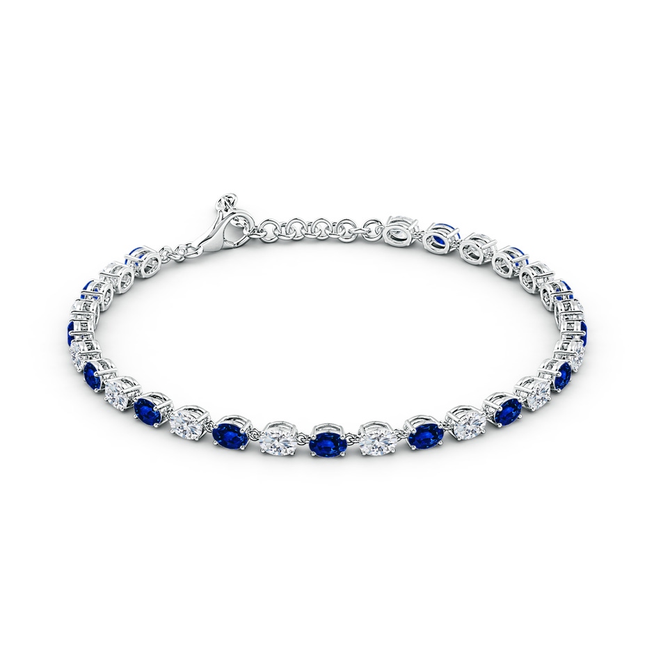 4x3mm Lab-Grown Oval Blue Sapphire and Diamond Tennis Link Bracelet in White Gold side 199