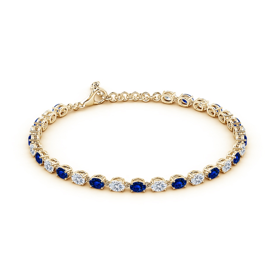 4x3mm Lab-Grown Oval Blue Sapphire and Diamond Tennis Link Bracelet in Yellow Gold side 199