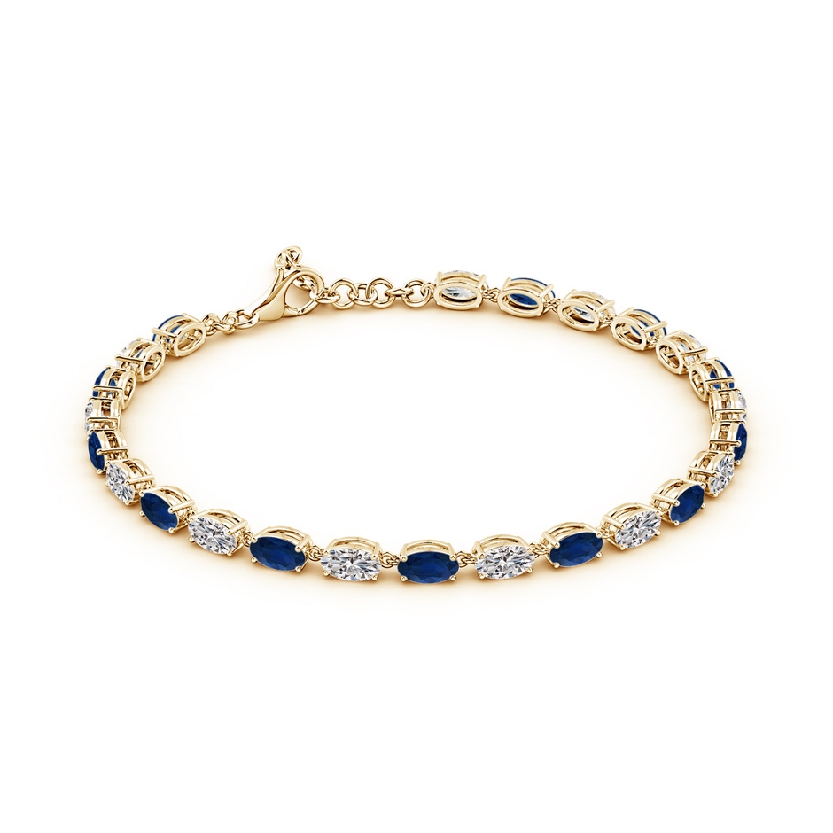 5x3mm AA Oval Blue Sapphire and Diamond Tennis Link Bracelet in Yellow Gold side 199