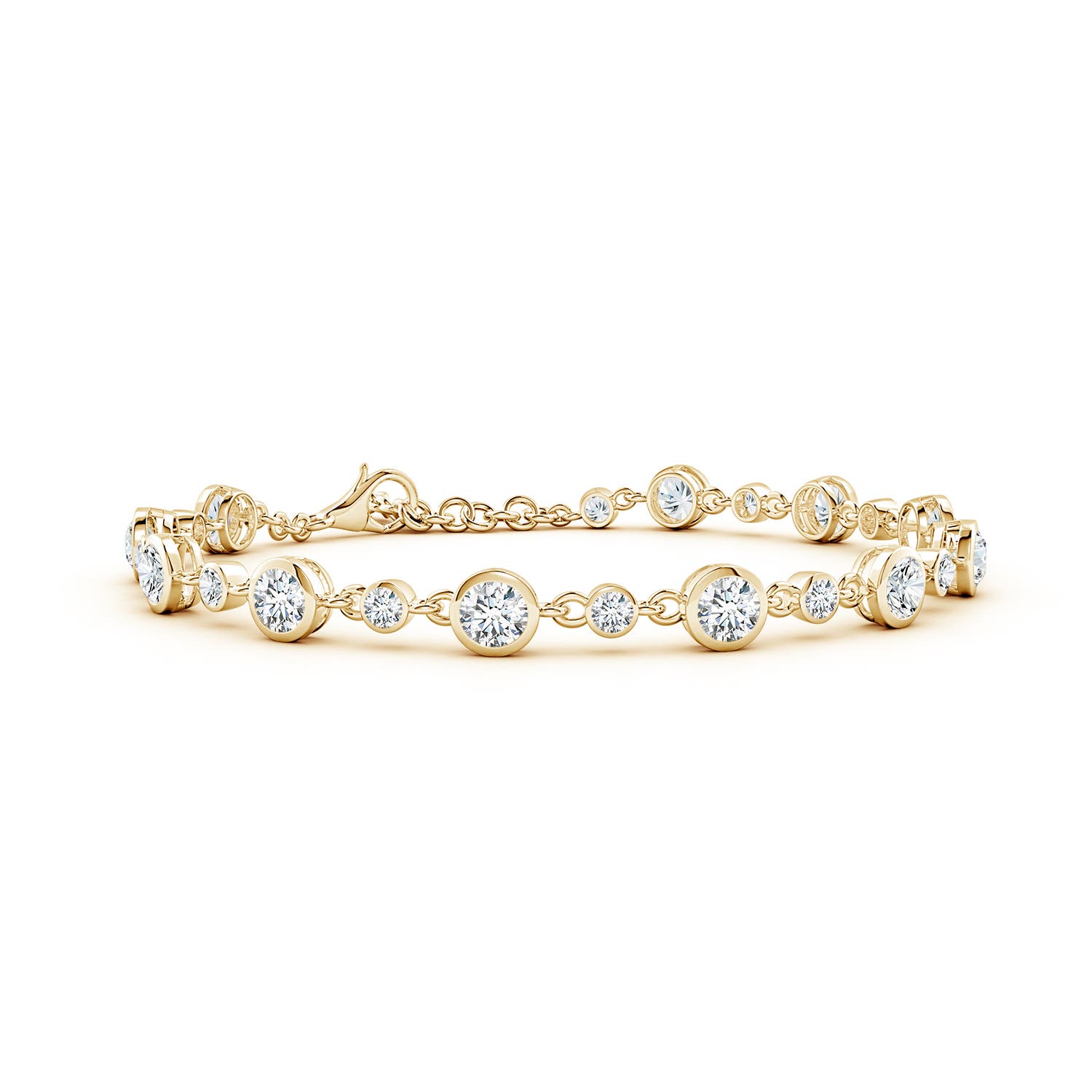 4.1mm GVS2 Alternating Size Round Diamond Tennis Bracelet in 18CT Yellow Gold
