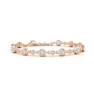 4.1mm HSI2 Alternating Size Round Diamond Tennis Bracelet in 18K Rose Gold