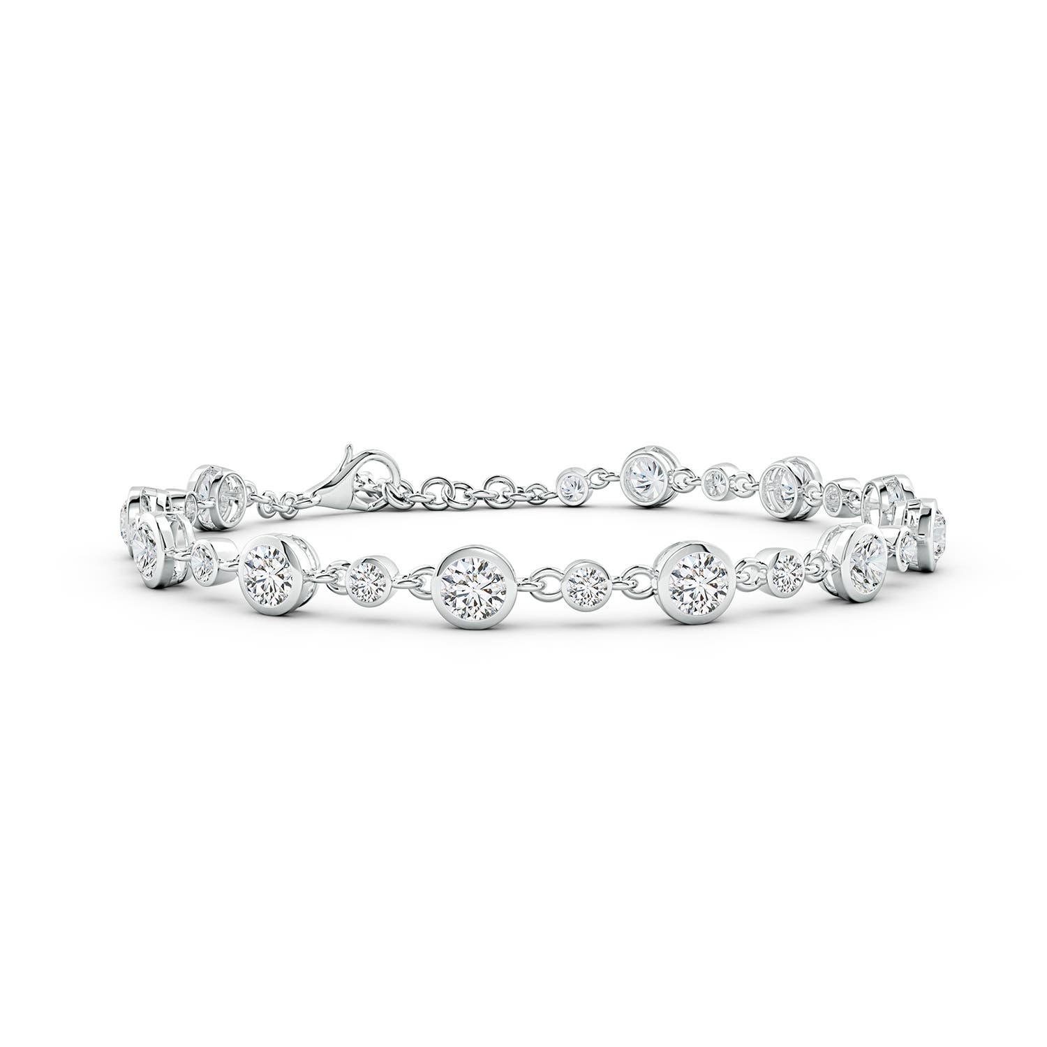 4.1mm HSI2 Alternating Size Round Diamond Tennis Bracelet in 18K White Gold