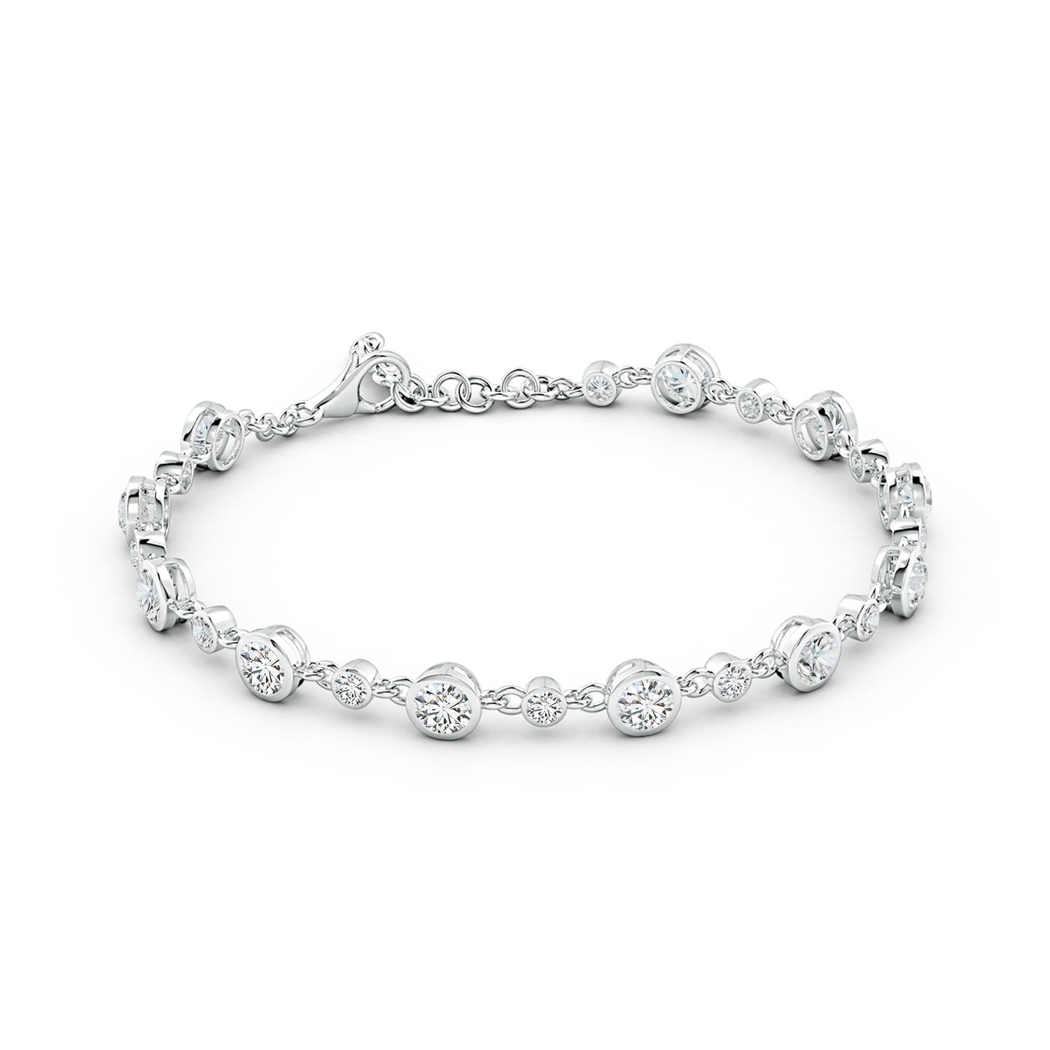 4.1mm HSI2 Alternating Size Round Diamond Tennis Bracelet in 18K White Gold