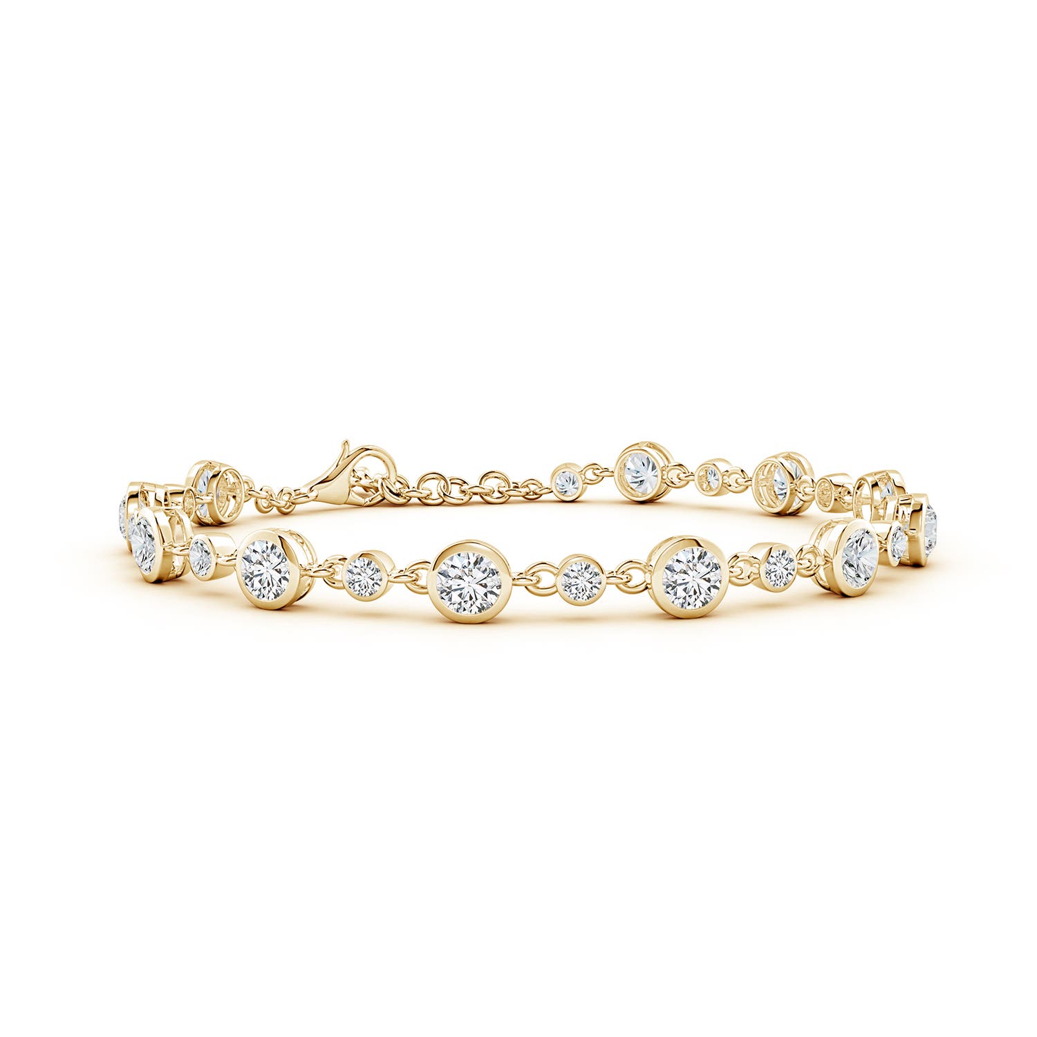 4.1mm HSI2 Alternating Size Round Diamond Tennis Bracelet in 18CT Yellow Gold