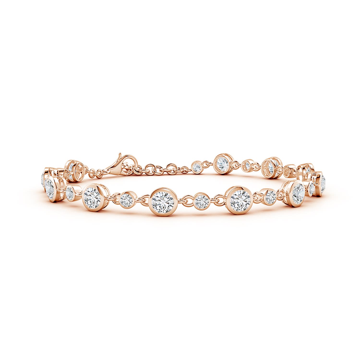 4.1mm HSI2 Alternating Size Round Diamond Tennis Bracelet in Rose Gold