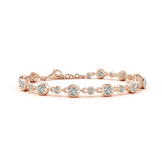 4.1mm KI3 Alternating Size Round Diamond Tennis Bracelet in Rose Gold