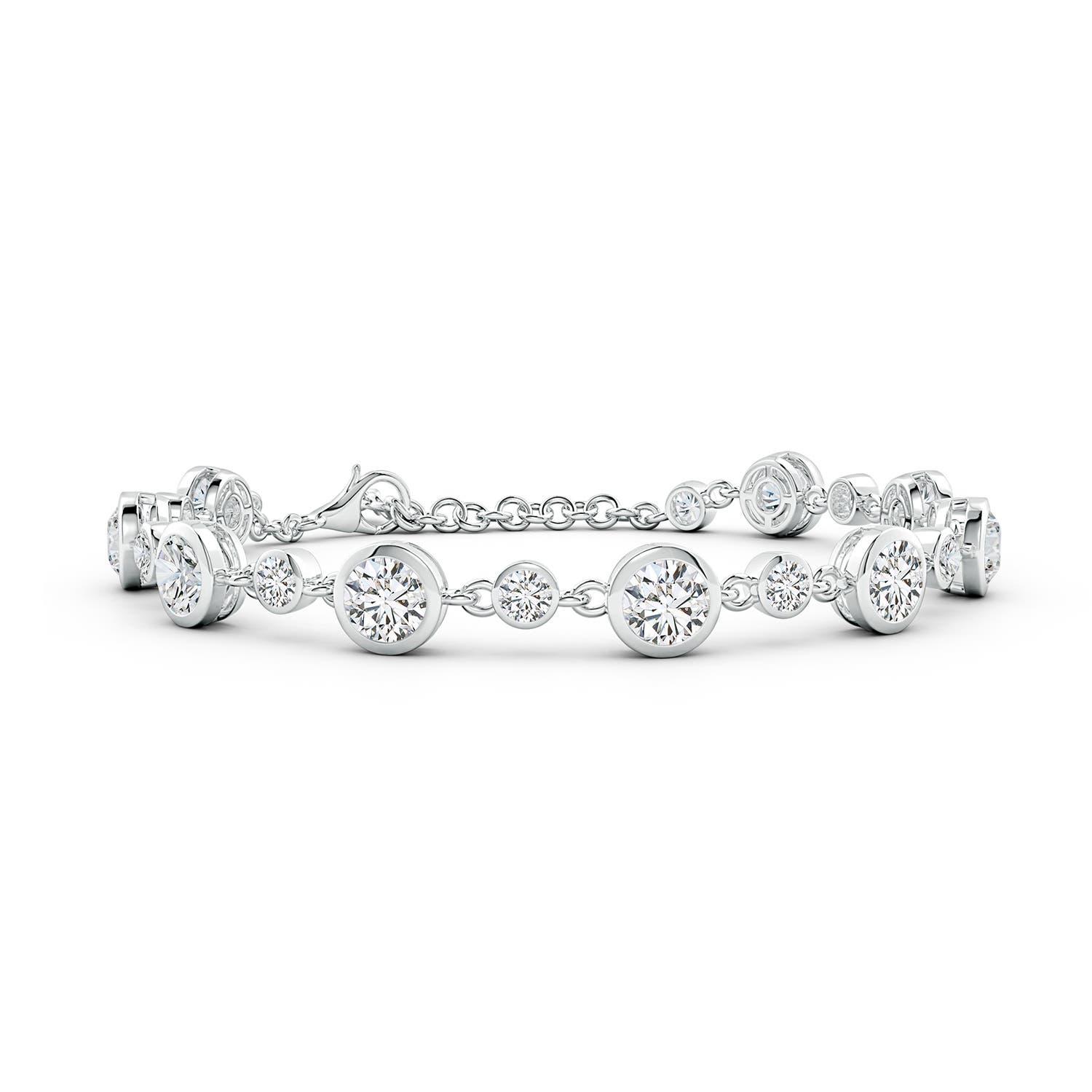 5.1mm HSI2 Alternating Size Round Diamond Tennis Bracelet in White Gold
