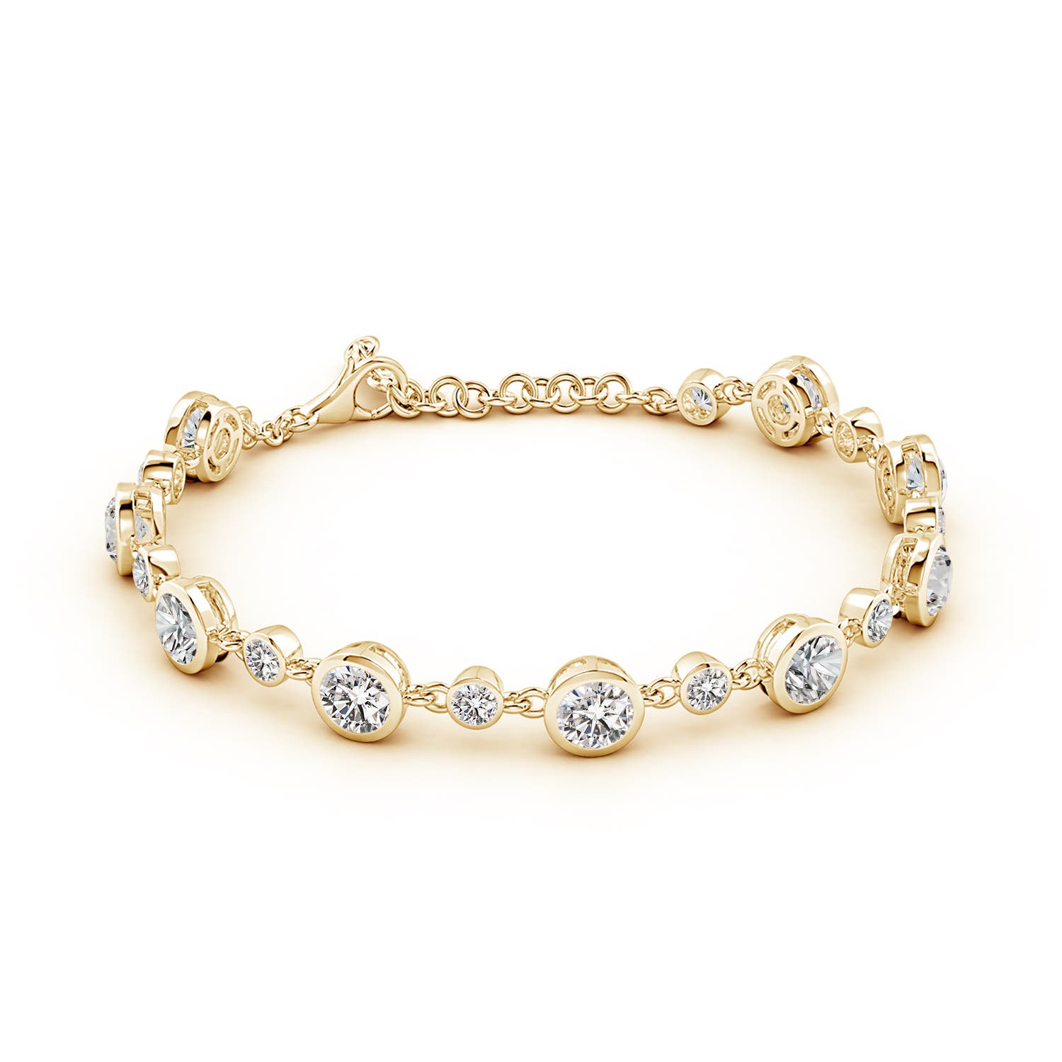 5.1mm IJI1I2 Alternating Size Round Diamond Tennis Bracelet in Yellow Gold - side 2