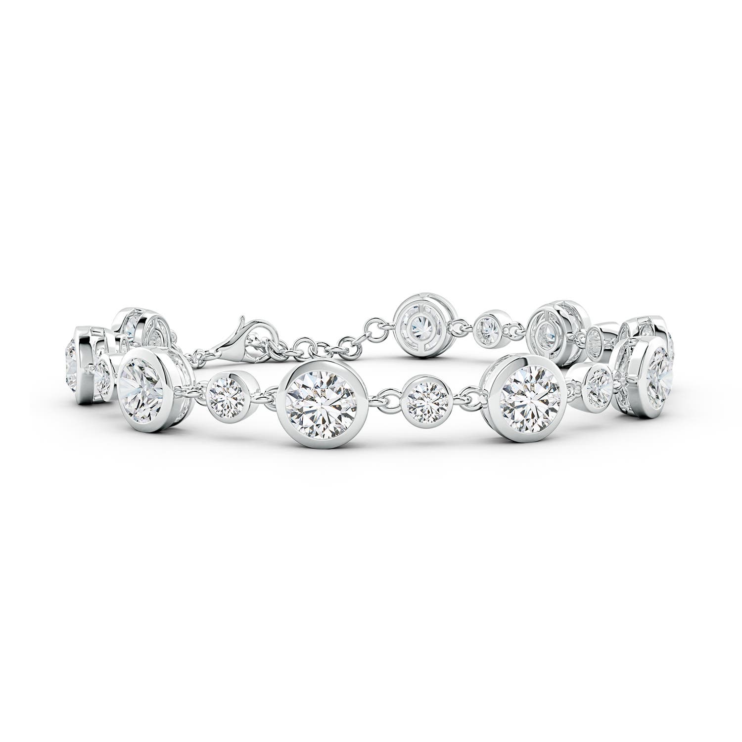 5.9mm HSI2 Alternating Size Round Diamond Tennis Bracelet in White Gold