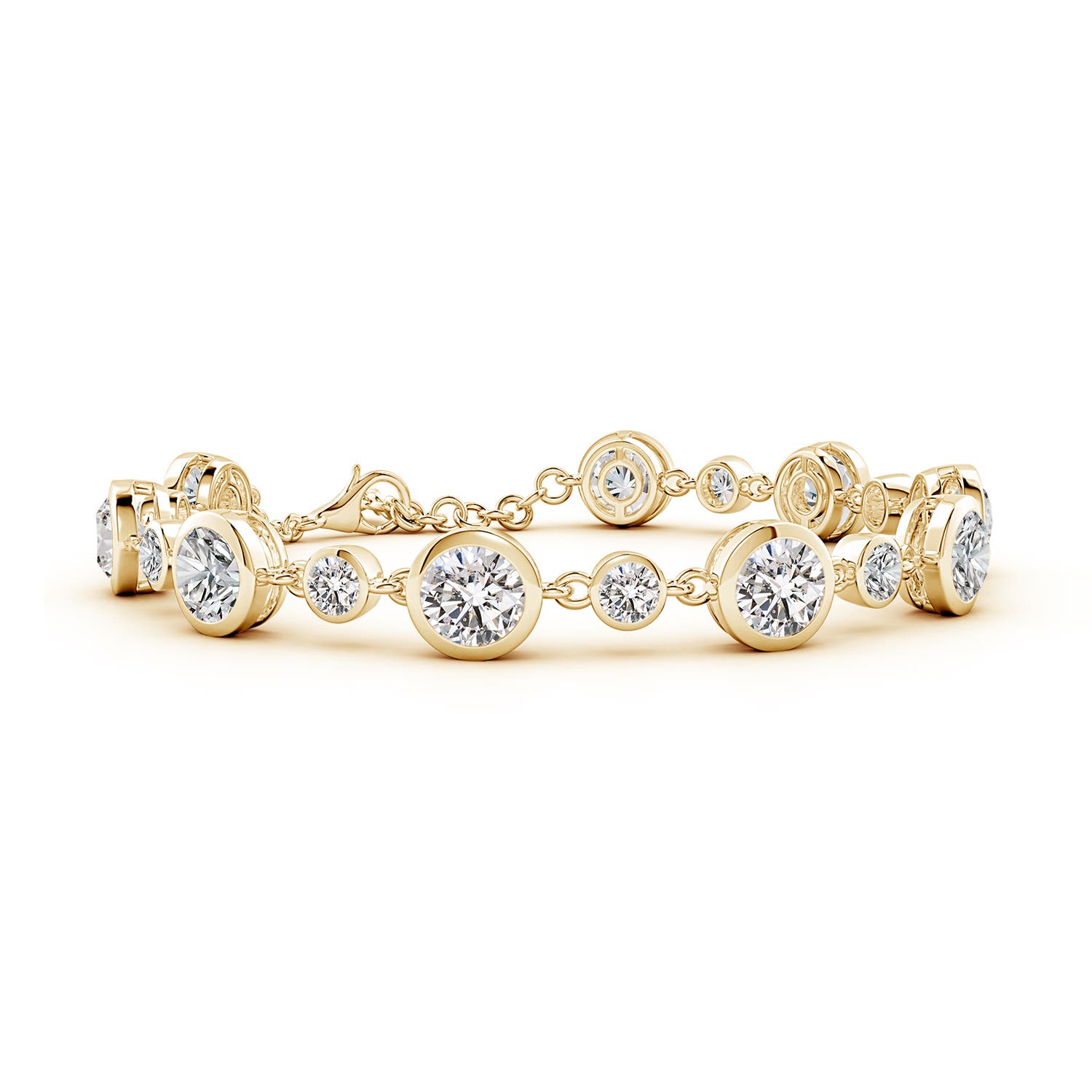 5.9mm IJI1I2 Alternating Size Round Diamond Tennis Bracelet in 18K Yellow Gold
