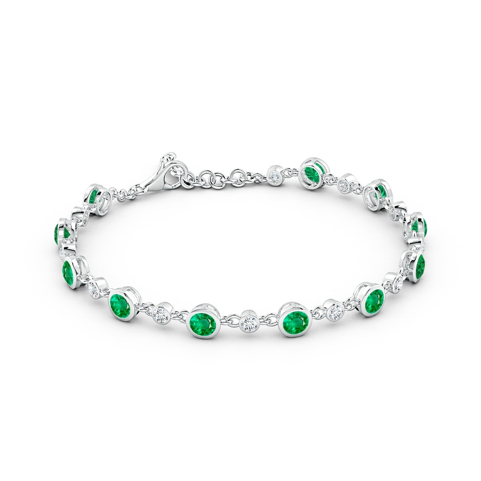 4mm AAA Alternating Round Emerald and Diamond Tennis Bracelet in White Gold side 199