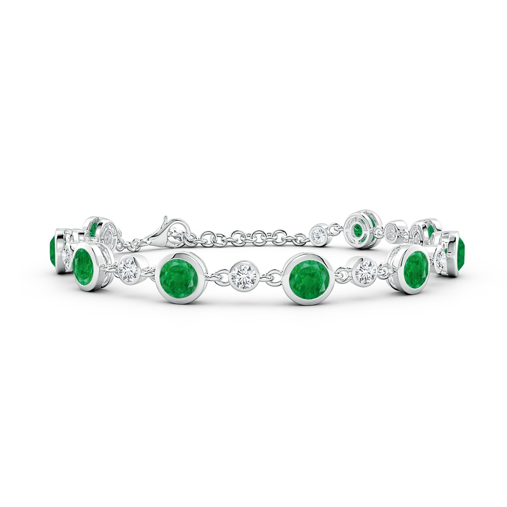 5mm AA Alternating Round Emerald and Diamond Tennis Bracelet in White Gold