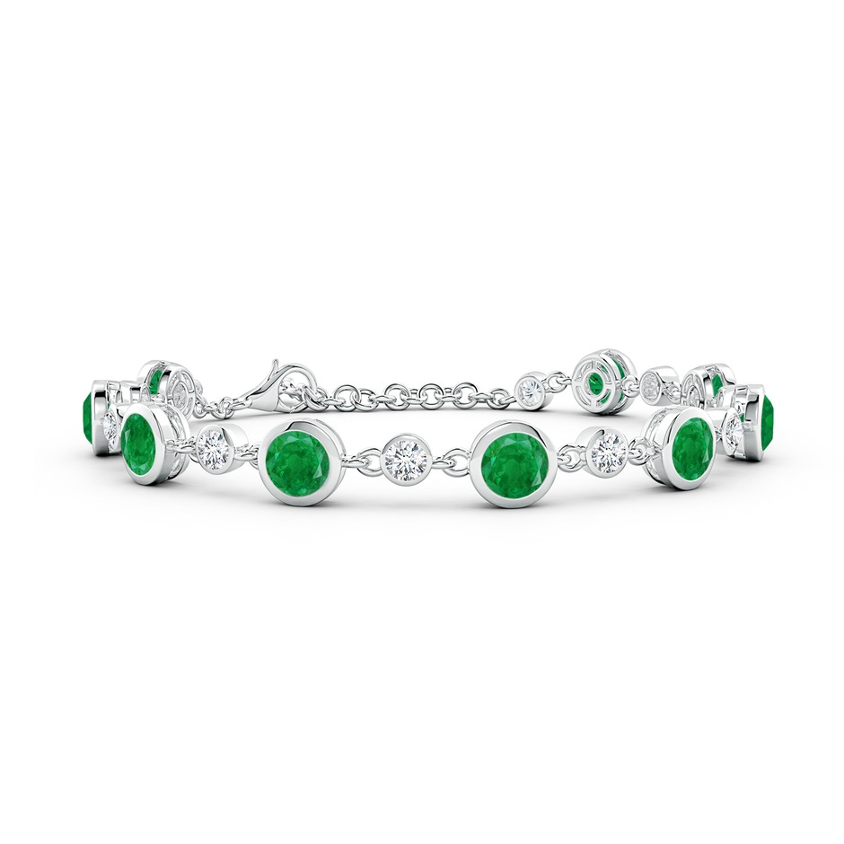 5mm AA Alternating Round Emerald and Diamond Tennis Bracelet in White Gold 