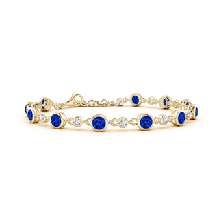 4mm Lab-Grown Alternating Round Blue Sapphire and Diamond Tennis Bracelet in Yellow Gold