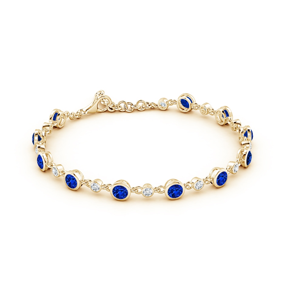 4mm Lab-Grown Alternating Round Blue Sapphire and Diamond Tennis Bracelet in Yellow Gold side 199