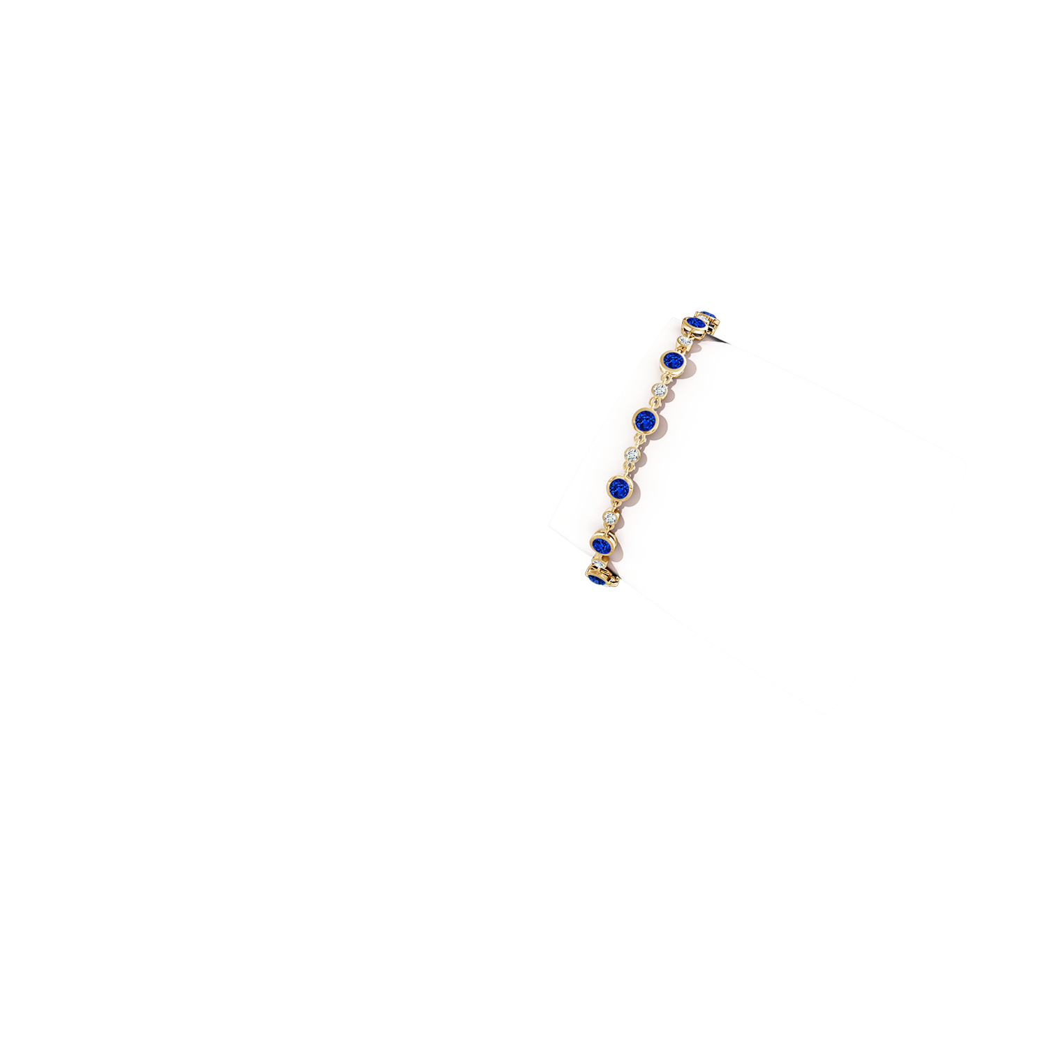 4mm AAAA Alternating Round Blue Sapphire and Diamond Tennis Bracelet in Yellow Gold - body_arm