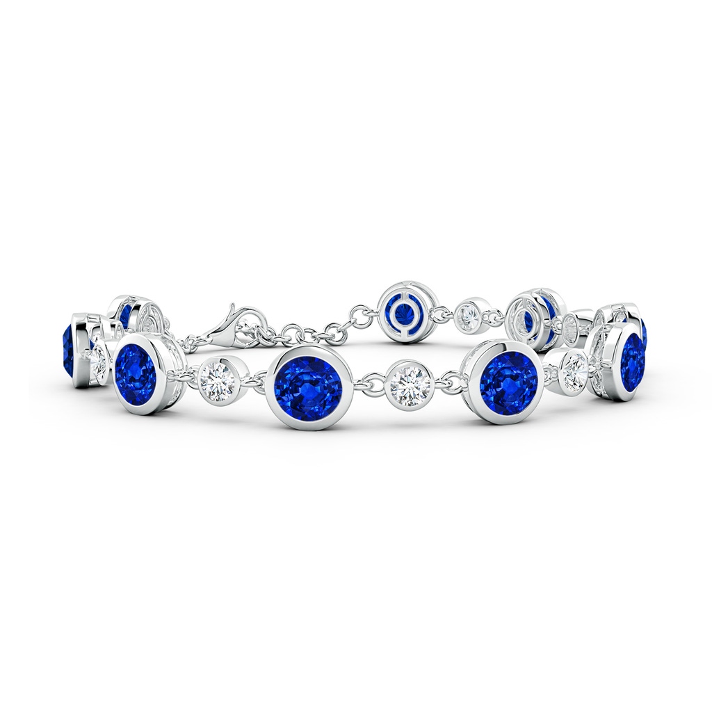 6mm Lab-Grown Alternating Round Blue Sapphire and Diamond Tennis Bracelet in White Gold