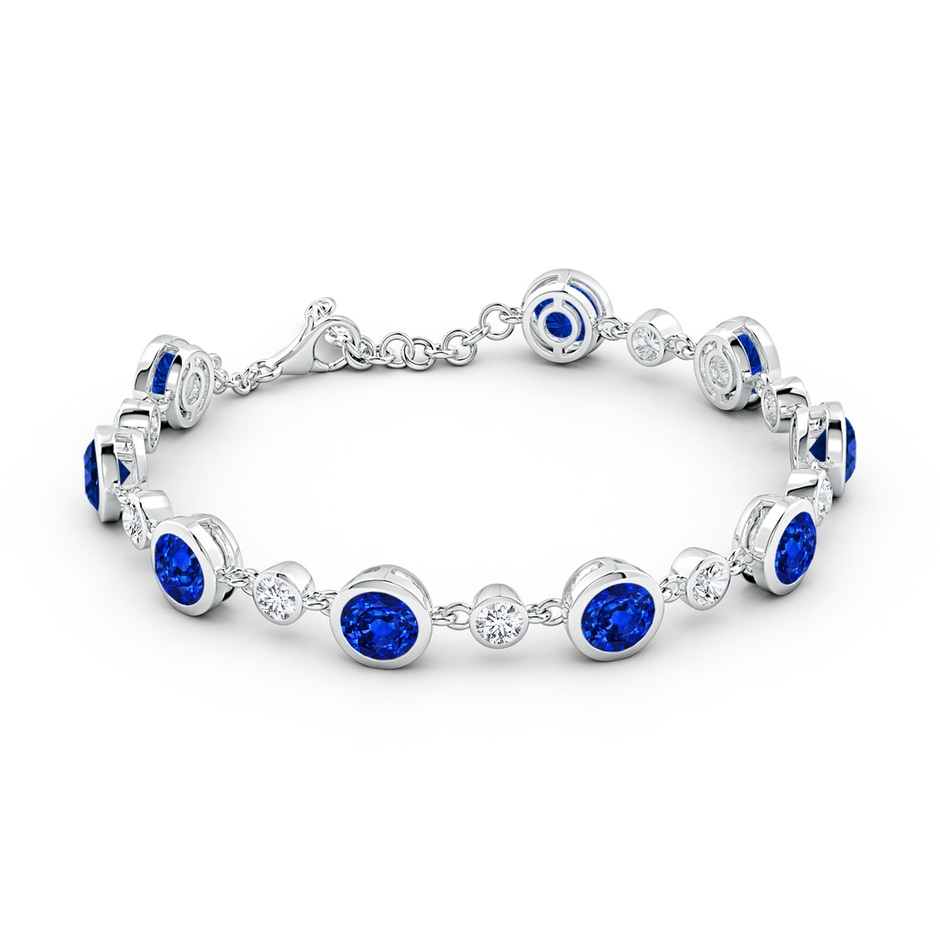 6mm Lab-Grown Alternating Round Blue Sapphire and Diamond Tennis Bracelet in White Gold side 199