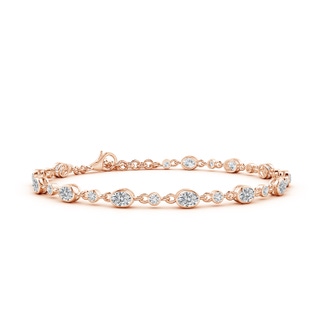 4x3mm HSI2 Alternating Oval and Round Diamond Tennis Bracelet in 10K Rose Gold