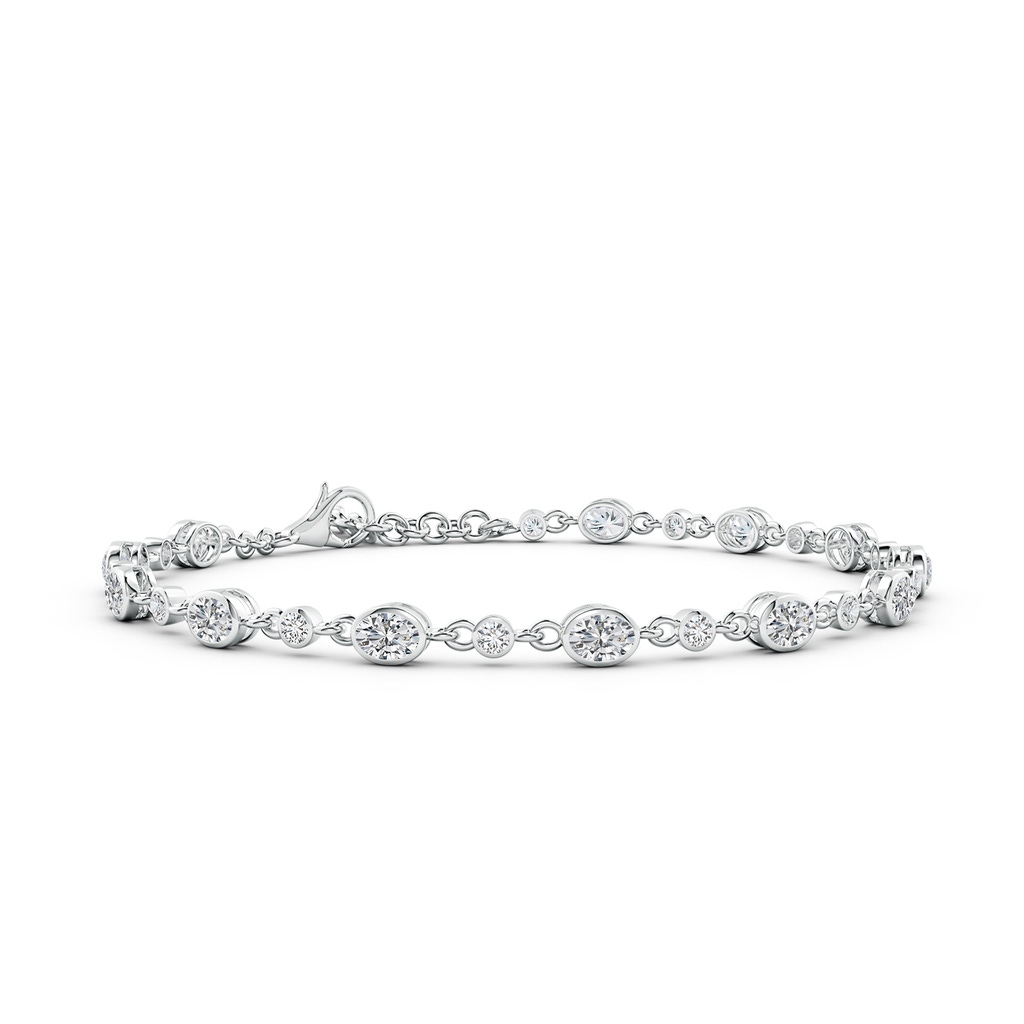 4x3mm HSI2 Alternating Oval and Round Diamond Tennis Bracelet in White Gold