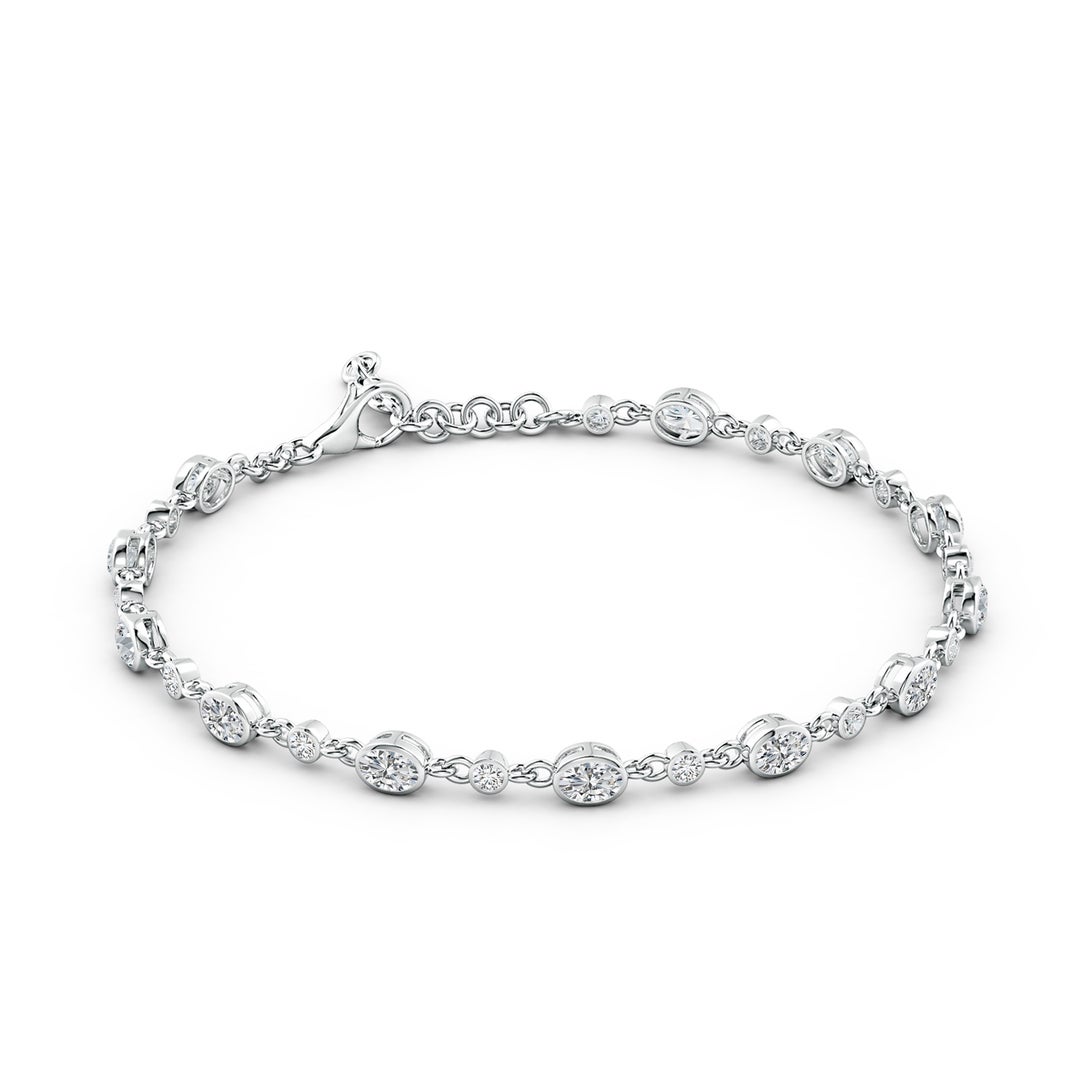 4x3mm HSI2 Alternating Oval and Round Diamond Tennis Bracelet in White Gold - side 2